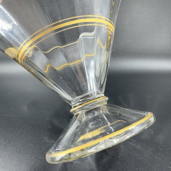 Antique Clear Compote Candy Dish Bowl Manganese 365nm Green UV Gold Gold Lines - Picture 7 of 12